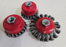 3 Pcs  2x4"  1x6" Knot Cup Brush .014 Carbon Steel Wire stain rust paint remove
