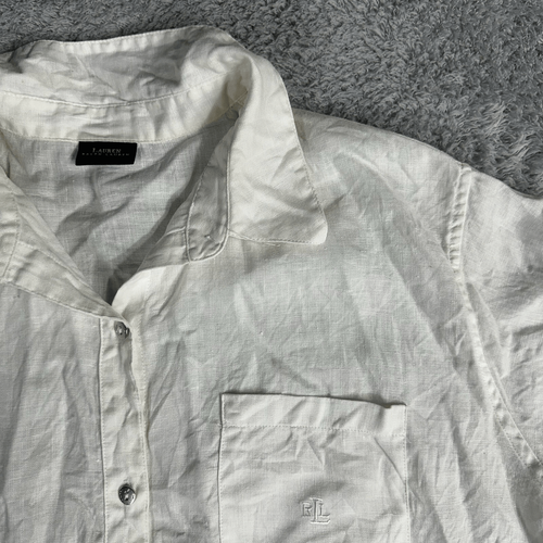 Lauren Ralph Lauren Men's Linen Button Up Shirt White Nautical Coastal Hippie - Picture 6 of 17
