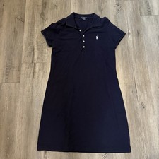 Ralph Lauren Sport Polo Shirt Dress Womens XL Navy Blue Preppy Classic Heritage