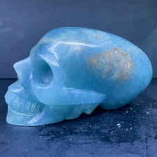 6.3”/2.68LB top Natural Blue Loris quartz Alien skull hand carved crystal
