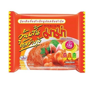 10er Pack - MAMA Instant Glass Noodles, Tom Yum und Garnelengeschmack (10x 40g)