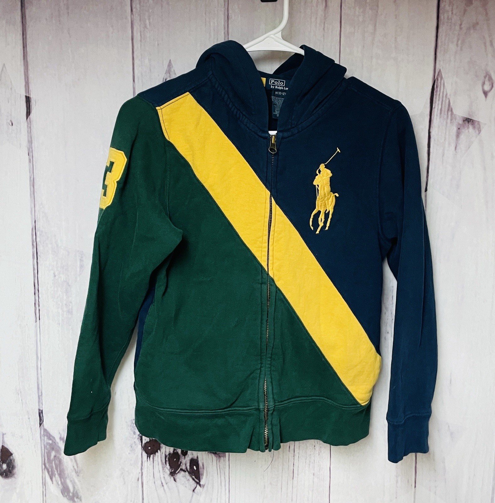 Polo by Ralph Lauren ragazzo giacca con cappuccio grande pony taglia media 10 12 verde navy