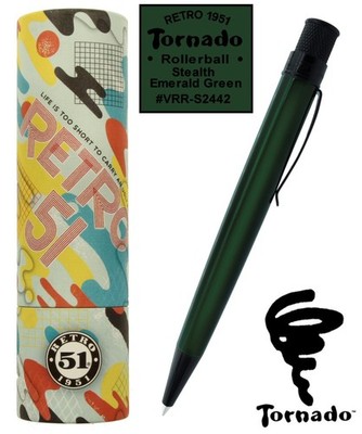 Retro 51 Emerald Green Tornado Rollerball Pen from the Stealth Series #VRR-S2424