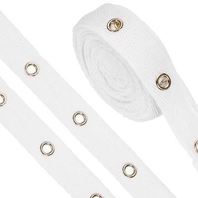 3 Yards Baumwoll Eyelet Band Mit Ösen 0.59 Inch Eyelet Band Weiß + Gold