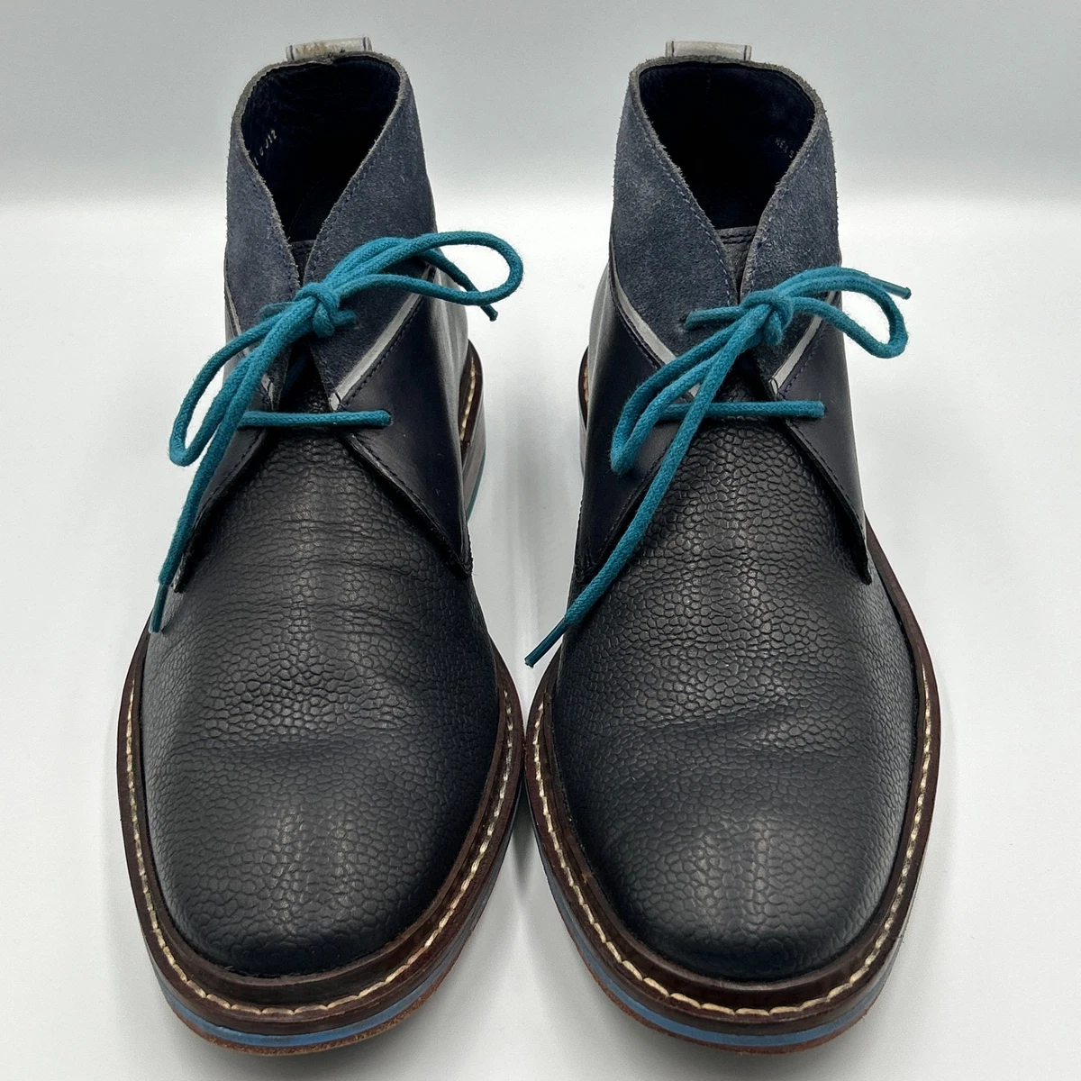 COLE HAAN Colton Chukka Boot Mens 8 Blue Pebbled Leather Dress Work Ankle Desert Cole Haan Chukka Boots Men 8.5M Colton Shoes Blue Leather  main image 4