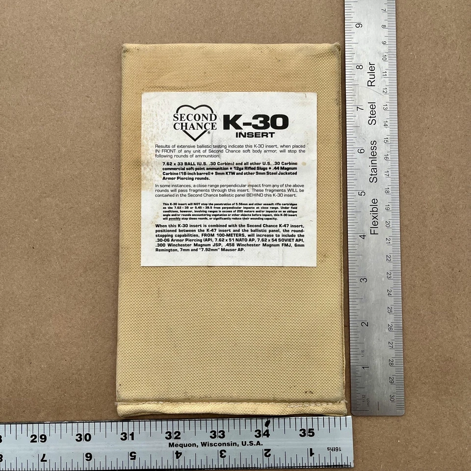 "Placa de inserción de armadura balística de segunda oportunidad K-30 5"" X 8""" Foto 3 de 3