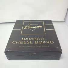 Durawe 19-Pc Bamboo Cheese Board & Knife Set w/ Slate, Bowls & Wine Opener - New