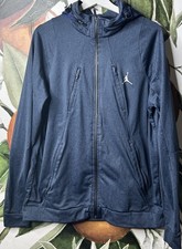 Nike Air Jordan Flight Jacket Mens Large Blue Hooded Windbreaker 724494