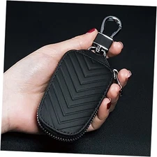 Leather Car Key Fob Cover, Key Case for Keychain Car Key Chain Case Black