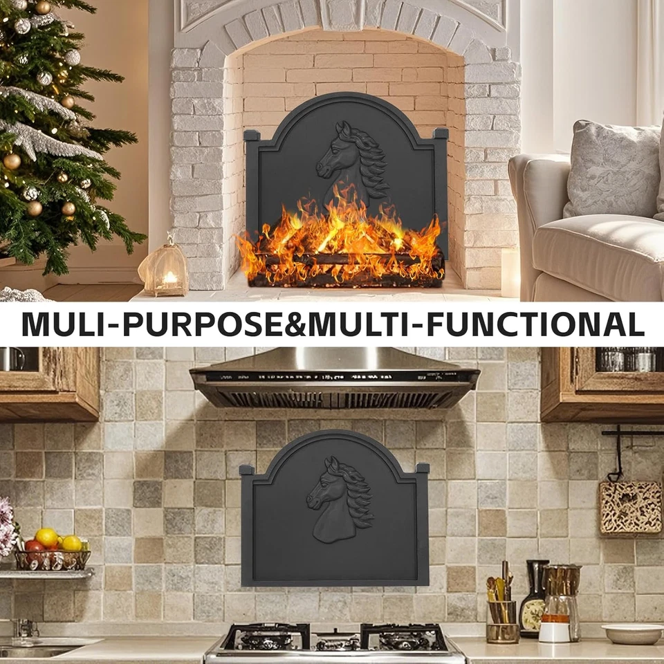 壁炉背板 - 壁炉壁炉壁炉 20 英寸带脚 | 铸铁 Fi — 第 2/4 张图片