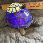 Vtg Tiffany Style Stained Glass Turtle Accent Lamp 9" Mom And Baby Nightlight