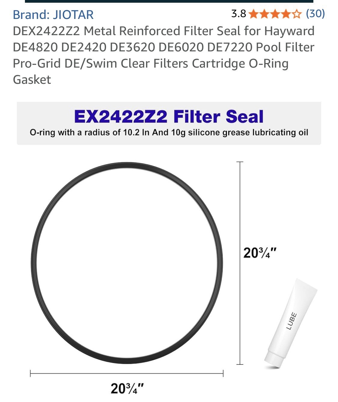 DEX2422Z2 Metal Reinforced Filter Seal For Hayward. Pool Filter Pro-Grid DE
