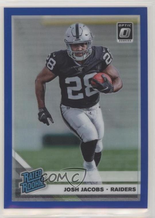 2019 Panini Donruss Optic Rated Rookie Blue Prizm 38/150 Josh Jacobs #158 0en