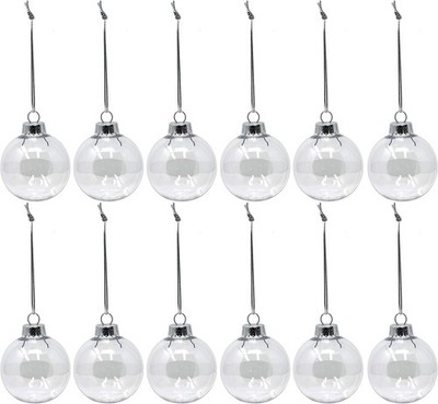 Creative Hobbies 3.15 (83mm) Round Clear Plastic Ball Christmas Ornaments - ...