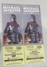2 Michael Jackson History Tour HUGE Concert Tickets Unused Rare Bremen Cologne