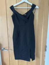 Lulus Black Bodycon Midi Dress Small - Wedding Guest Party Cocktail Evening