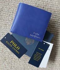 Genuine POLO RALPH LAUREN Purple LEATHER Silver Logo COIN POCKET WALLET BOX rl32