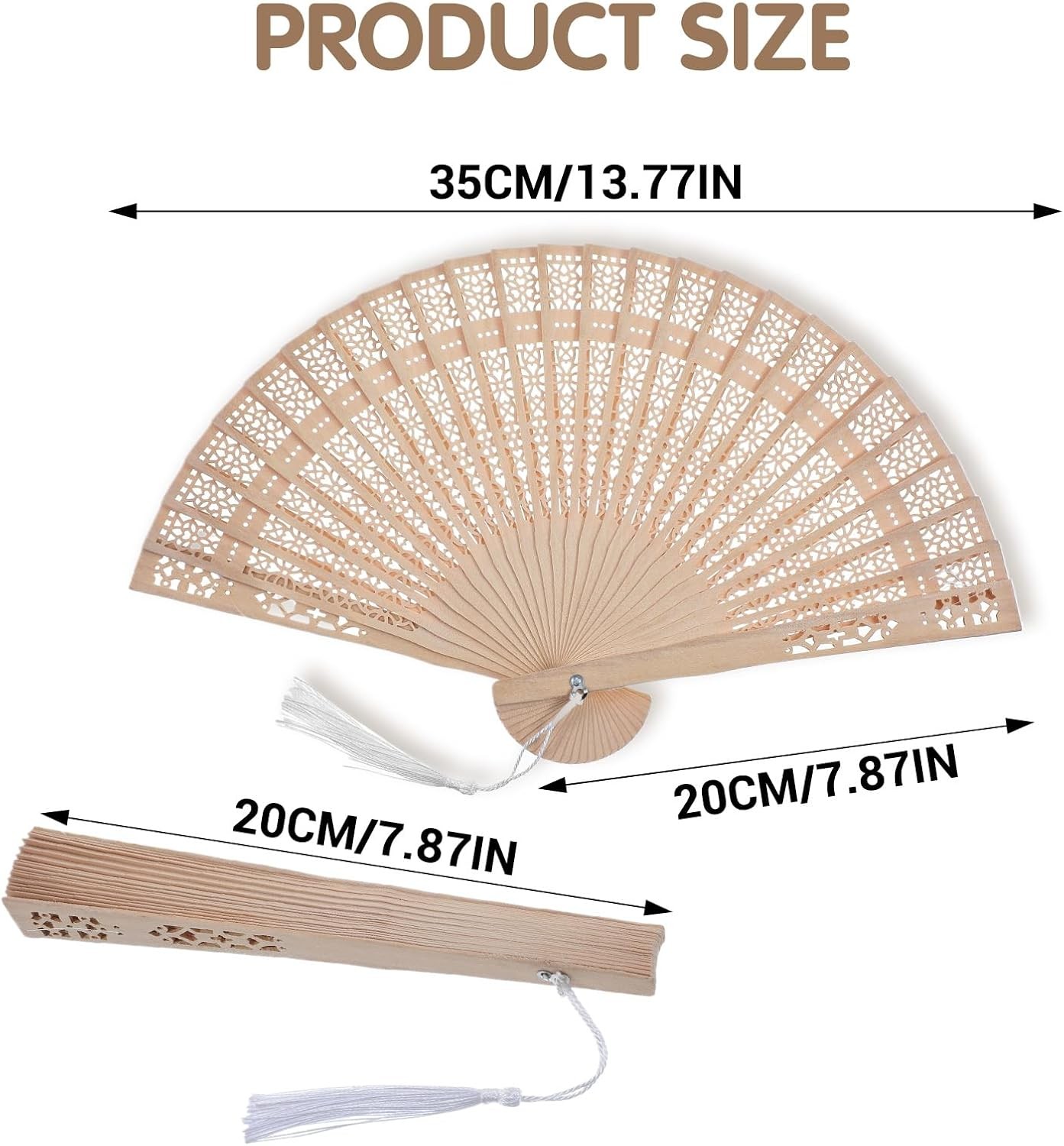 Grevosea Bamboo Folding Fan Set, 4 Pcs Handheld Fans with Sandalwood and Silk, V