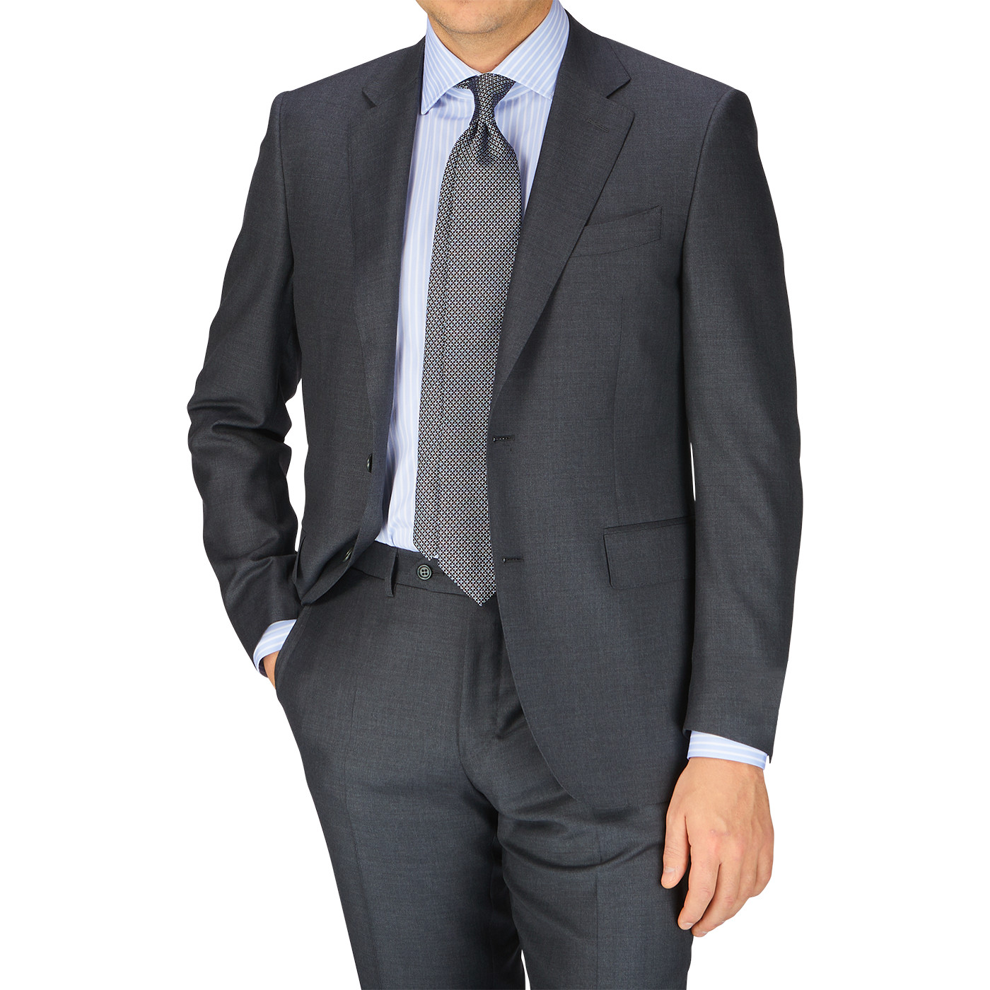 Canali Made In Italy Men's Smart Classic Professional Charcoal Grey Wool Notch L image 3