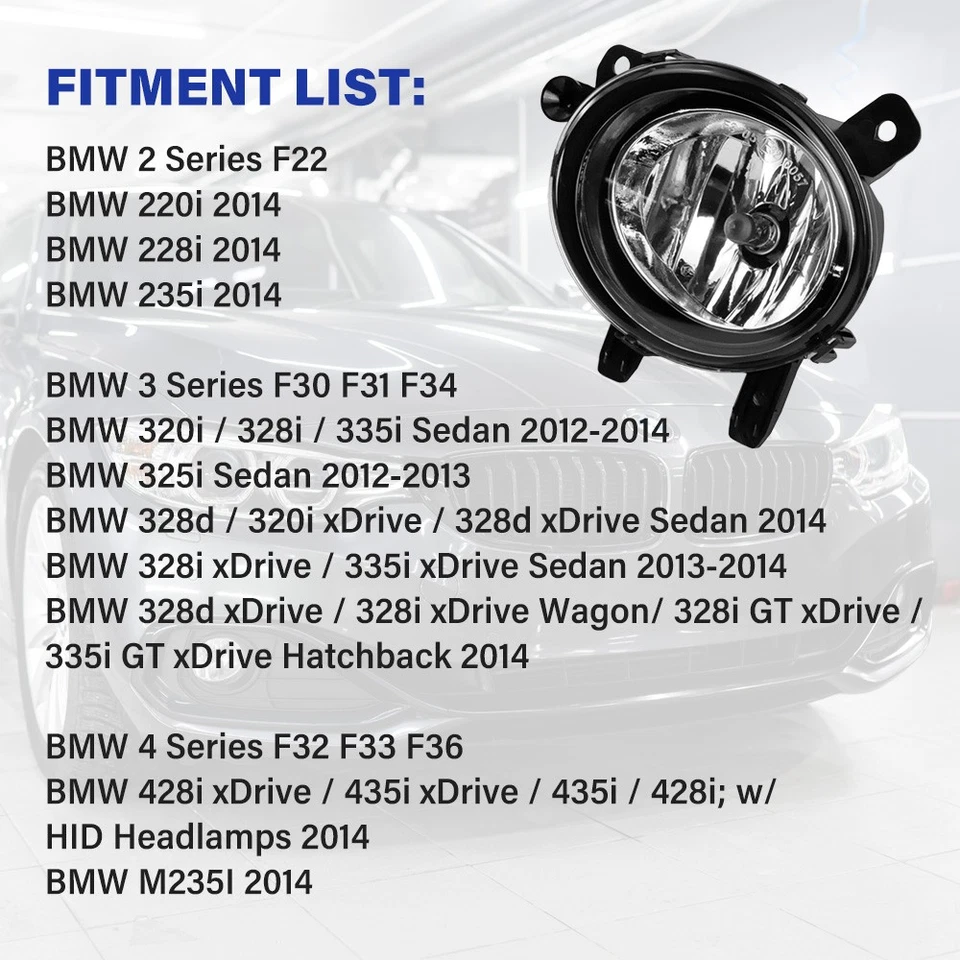 Par de luces antiniebla para BMW F30 2012-18 serie 3 sedán 320i 325i 328i 335i 428i 435i Foto 2 de 4