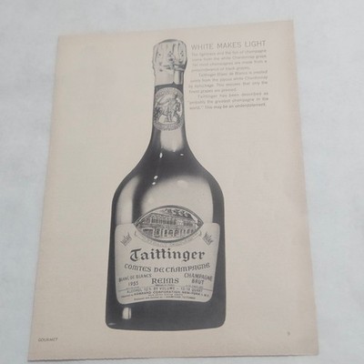 Taittinger Comtes de Champagne White Makes Light Print Ad 