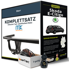 Für SKODA E-Citigo Typ NE1 Anhängerkupplung starr +eSatz 7pol 09.2019-09.2021