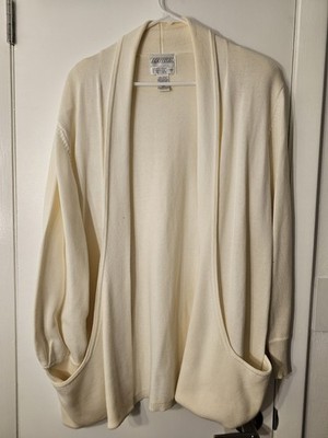 Sideeffects Vintage White Knit Open Front Cardigan Sweater XL