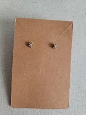 14K Gold CZ Flower Stud Earrings