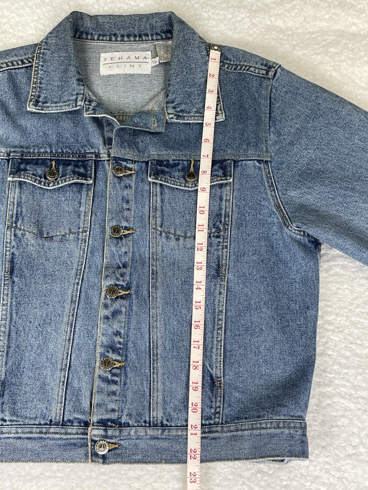VTG Tehama-Clint Eastwood American Flag Embroidered Denim/Jean Jacket Unisex S - product detail image 9