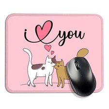 I Love You Funny Square Cat Mouse Pad Cute Office Gift for Cat Lovers
