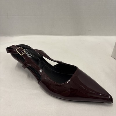 Pop Muna Women's Comfort Fit Burgundy Kitten Heel Slingback Size 7.5M