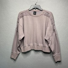 Nike Womens Cropped Fleece Laced Training Crew Sweatshirt Rose Nude Dri-FIT L