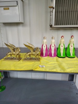 Two Sets Of ''Elyse'' High Detail Aluminum Casting And Poly Stone Bookends