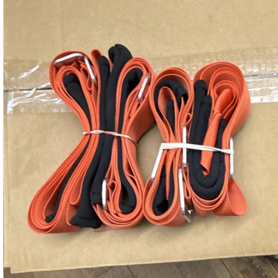 Heavy Duty Moving Straps Set Orange Black Loop Ends Adjustable Lifting Harness