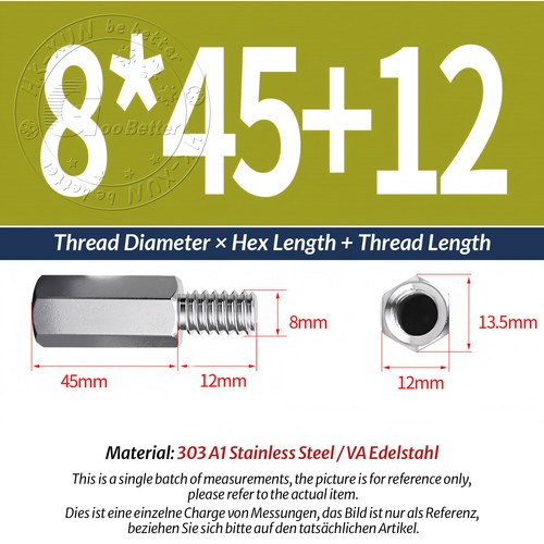 M2-M10 Male-Female Stainless Steel Hex Standoff Screw Spacer Pillar Hex Support - Picture 153 of 180