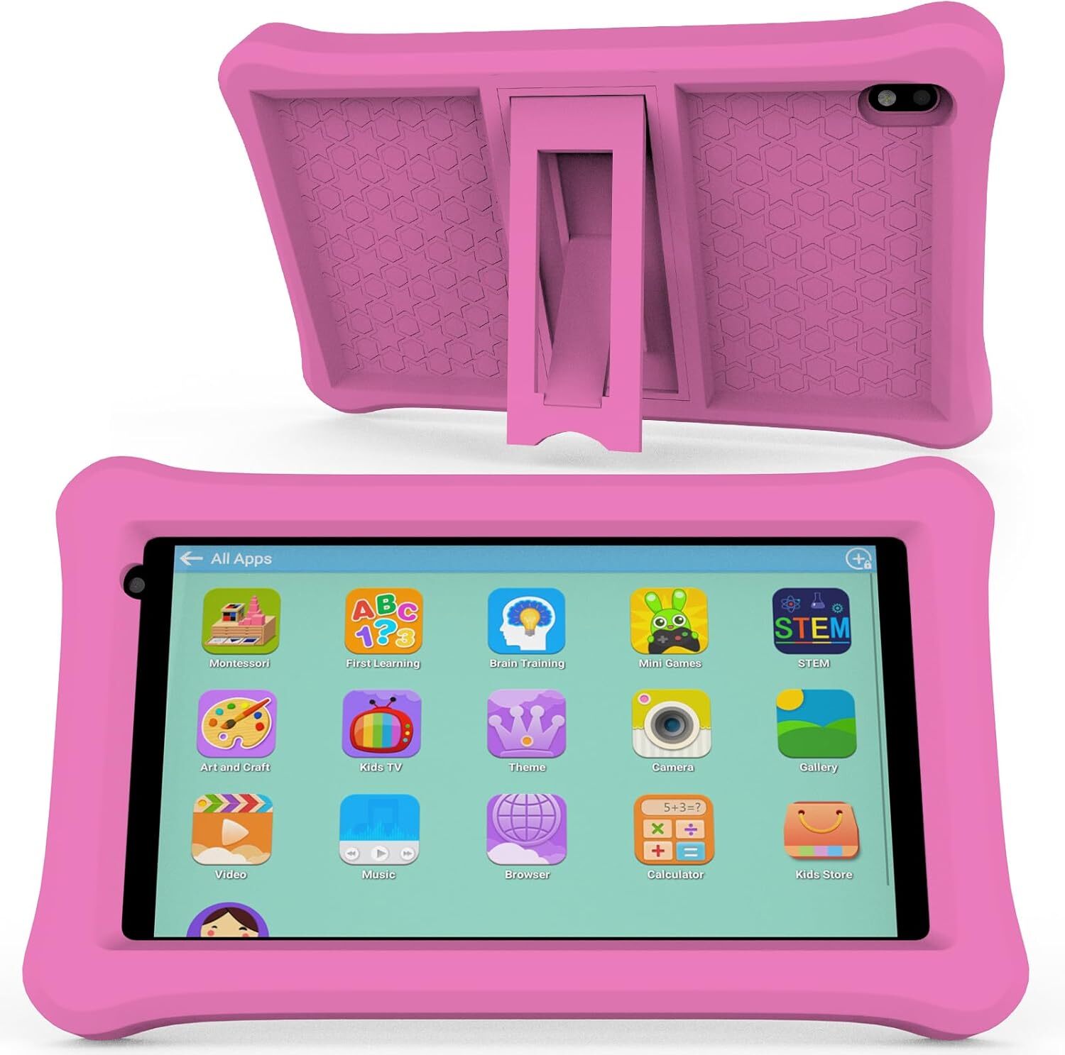 YQSAVIOR Kids Tablet 7 inch, Android 11 for Kids, 16GB Toddler Pink