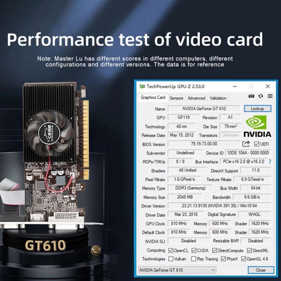GT610 2GB AMD GRAPHICS CARD GDDR3 64BIT HDMI DESKTOP GAMING PC GPU USA SELLER - Image 4 of 4