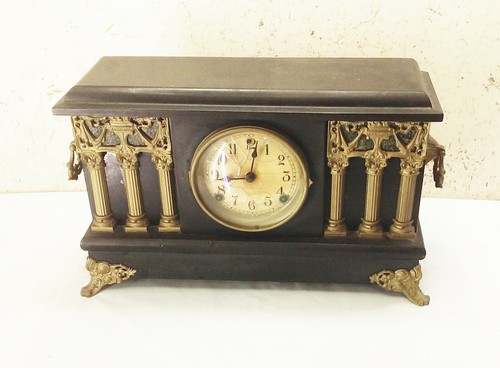 Vtg antique Sessions mantel mechanical wind up clock columns pillars - Picture 20 of 20