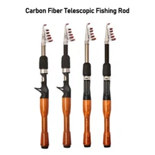 Mini Fishing Spinning Casting Rod 1.3-1.8m Telescopic Carbon Fiber Pole Sea Bass