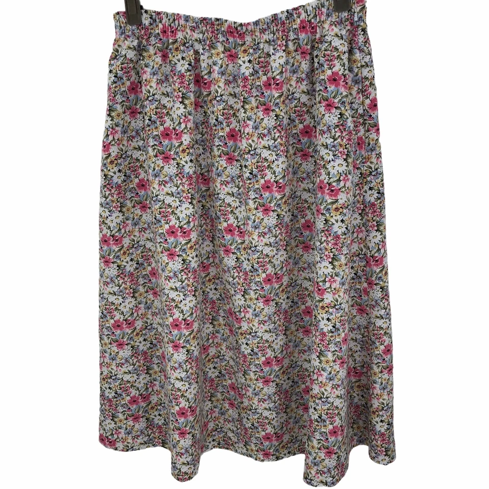 Vintage 90s Garden Womens Floral Midi Skirt Size L Petite Pockets - Image 3 of 4