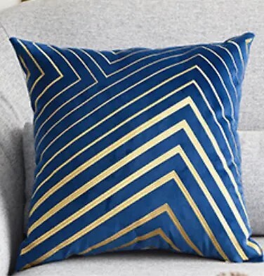 Luxurious Premium Quality Gold Stripe Embroidered Velvet Cushion Cover 45x45 cm - Afbeelding 6 van 7