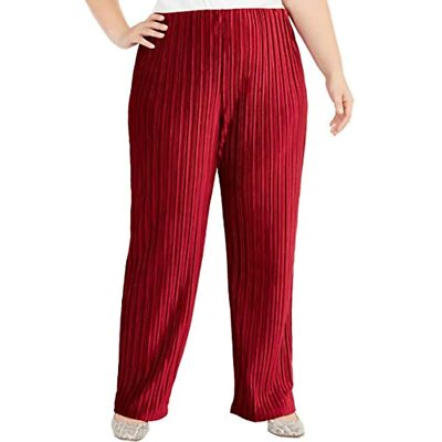 MSRP $90 Alfani Womens Plus Luxe Pleats Wide Leg Casual Pants Wine Size 0X