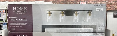 Goddard 33.18 in. 4-Light Bronze Industrial Bathroom Vanity Light with Vintage