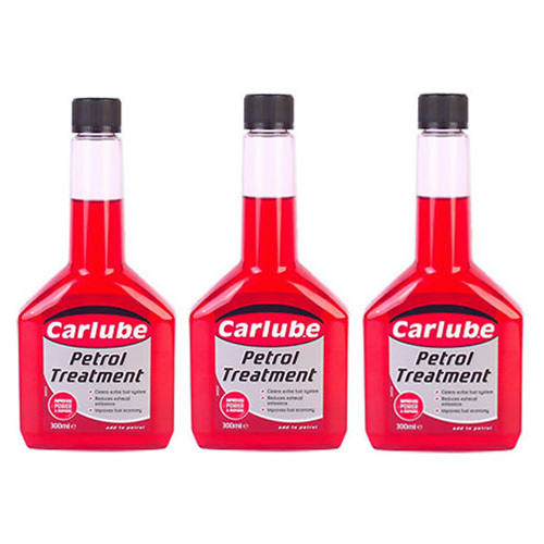3 x CARLUBE PETROL TREATMENT 300ml FUEL CLEANER ADDITIVE IMPROVES POWER