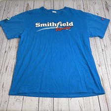 Almirola Team Smithfield Racing Chasing #43 Graphic T Shirt Mens Large Blue Tee