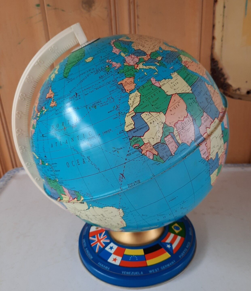 Vintage Ohio Art Tin Globe 11 1/2