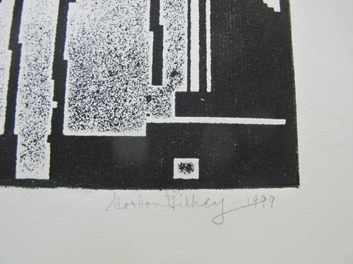 GORDON GILKEY Modern Art B&W Signed Etching of Portland OR AS the PEARL GROWS - Picture 4 of 7