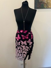 Vintage Versace Butterfly Print Pleated Silk Skirt Sz EU 40