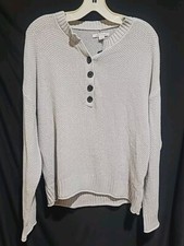 Nwt American Eagle Grey Pullover Knit Sweater Partial Button Long Sleeves Size L