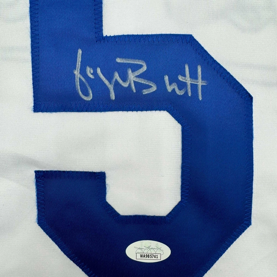Camiseta de béisbol blanca autografiada/firmada de George Brett Kansas City certificado de autenticidad de la JSA Foto 3 de 4